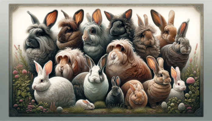 Multiple rabbit breeds framed