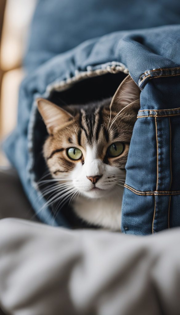 Denim Pocket bed for cat