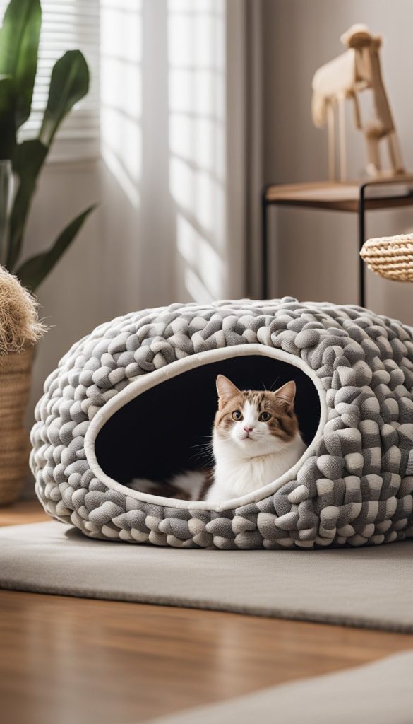 Fabric basket bed for cat