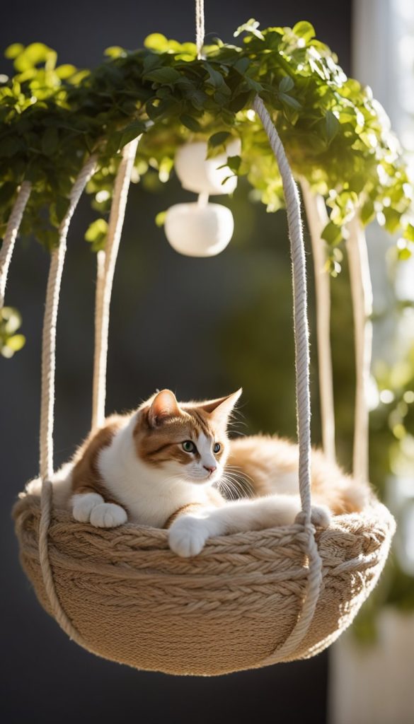 Hanging basket bed for cat