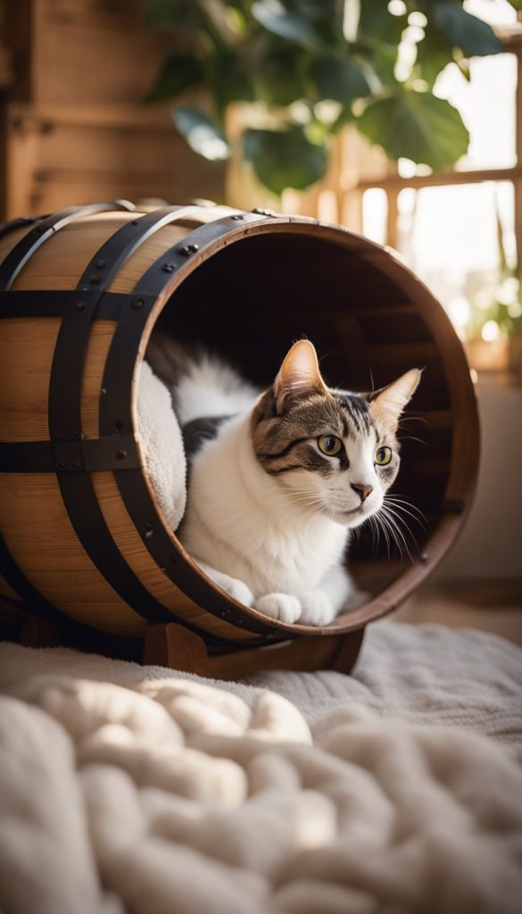 Wine Barrel Bed for cat