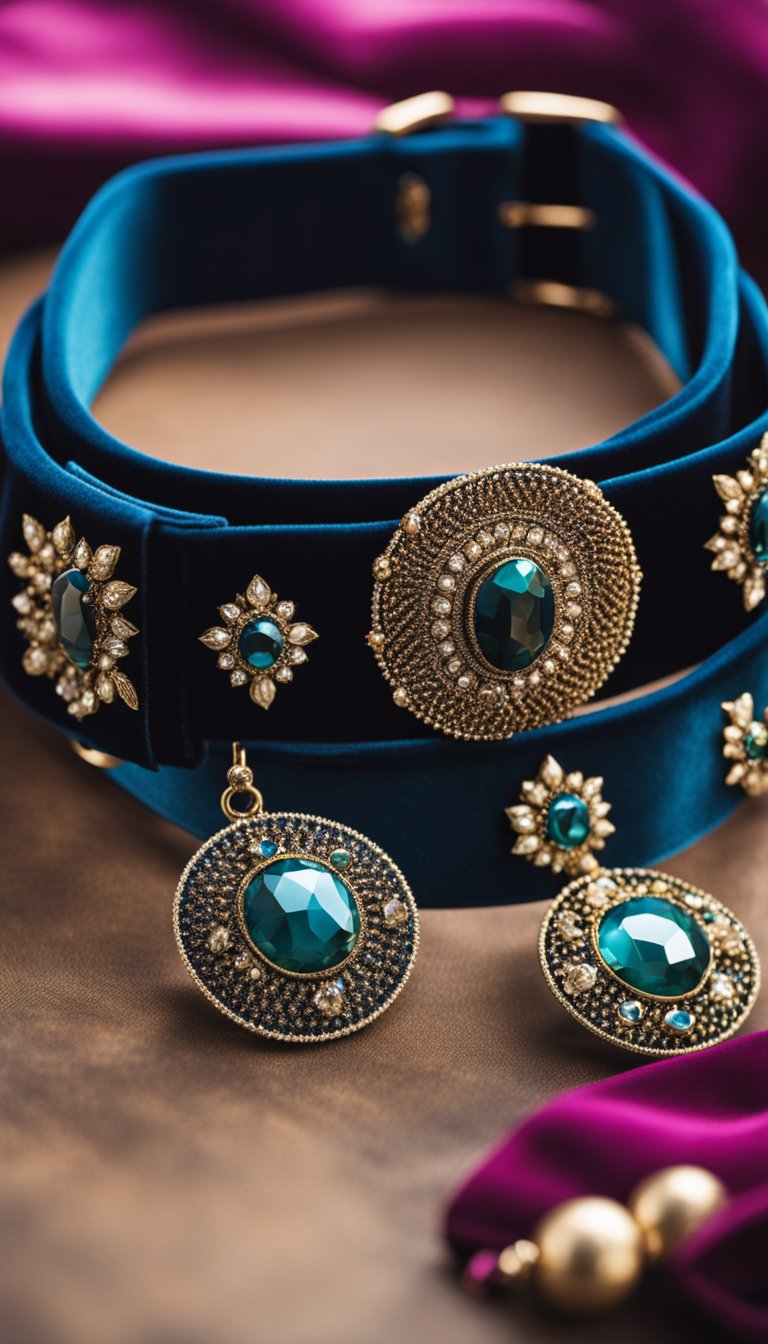 A luxurious velvet collar in rich jewel tones with personalized DIY details