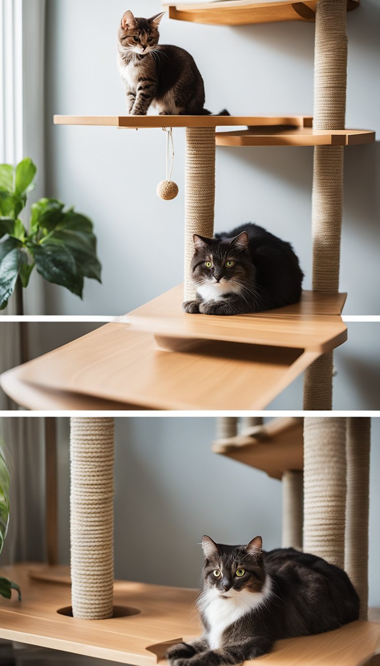 A modular cat condo system with 25 DIY cat tree house ideas. Multiple levels, scratching posts, and cozy hideaways for cats to explore and play