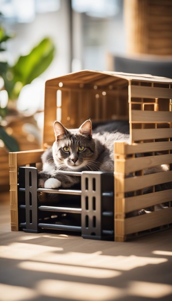 Milk crate bed for cat