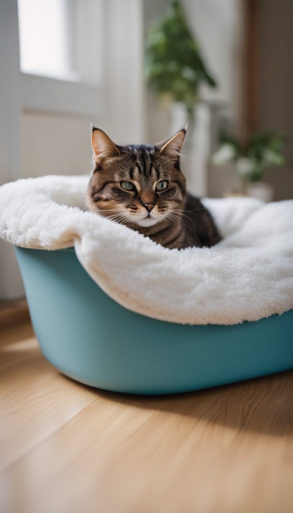 Plastic tub bed for cat