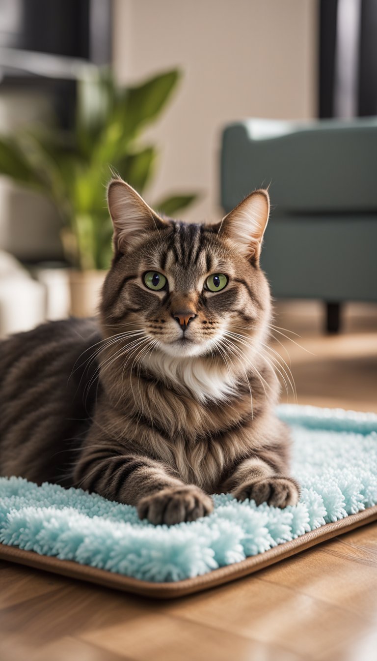 A cat lounges on a DIY cooling mat, surrounded by K&H Pet Products Cool Bed III 13