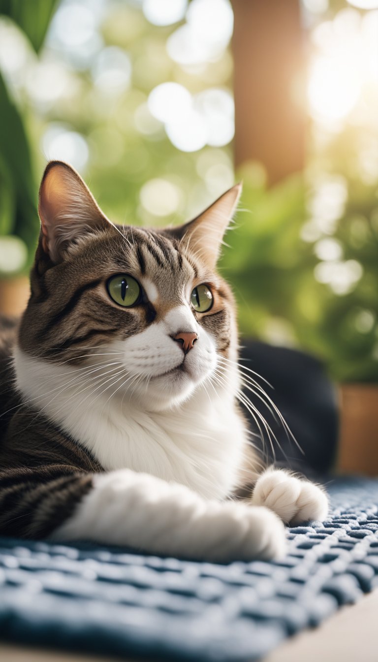 A cat lounges on a Coleman Comfort Cooling Gel Mat, surrounded by 13 DIY cat cooling mats. The cat looks content and relaxed, enjoying the cooling sensation